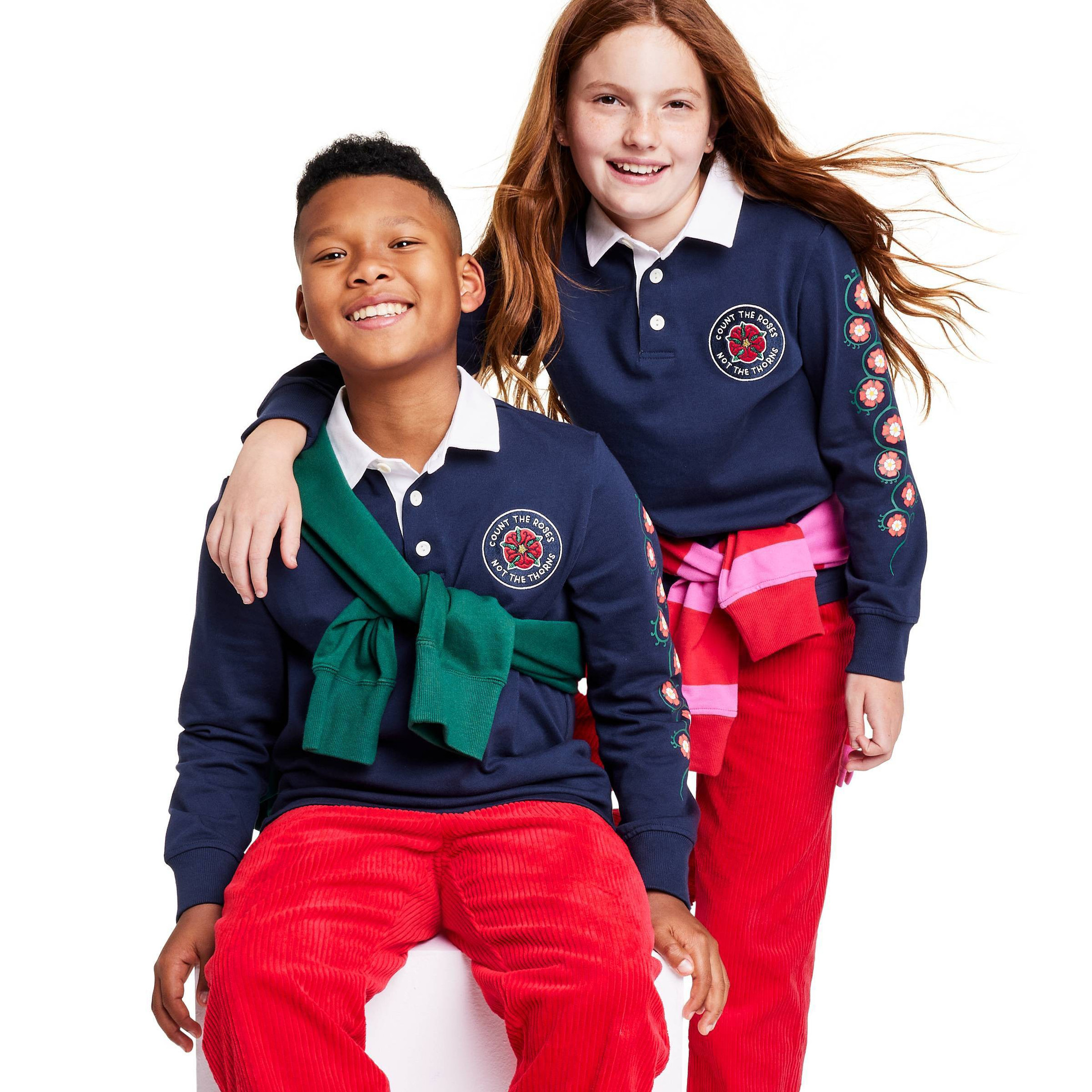 Kids' Rose Print Collared Long Sleeve Rugby Shirt - Rowing Blazers x Target