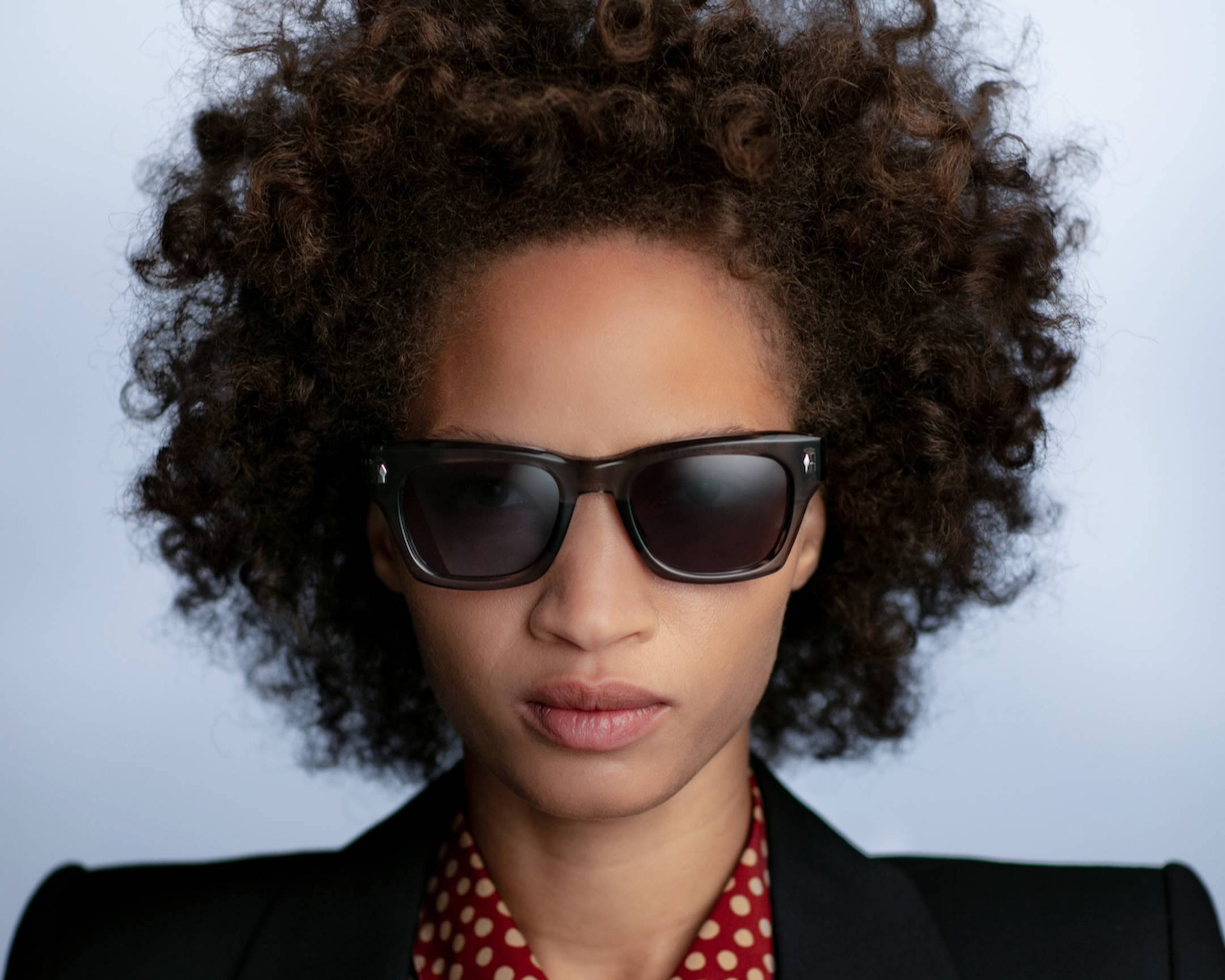 Female model wearing Jacques Marie Mage sunglasses