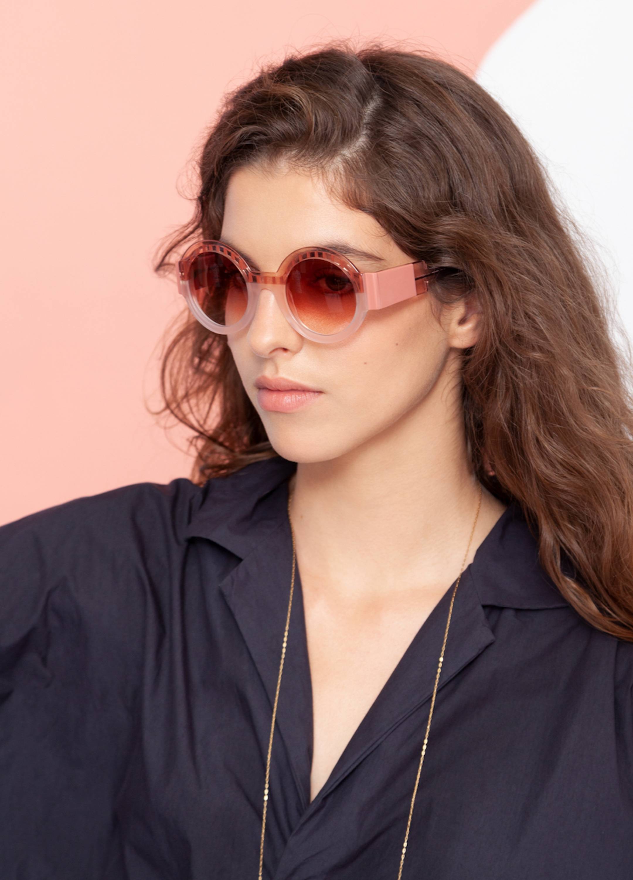 Female model wearing Anne et Valentin sunglasses