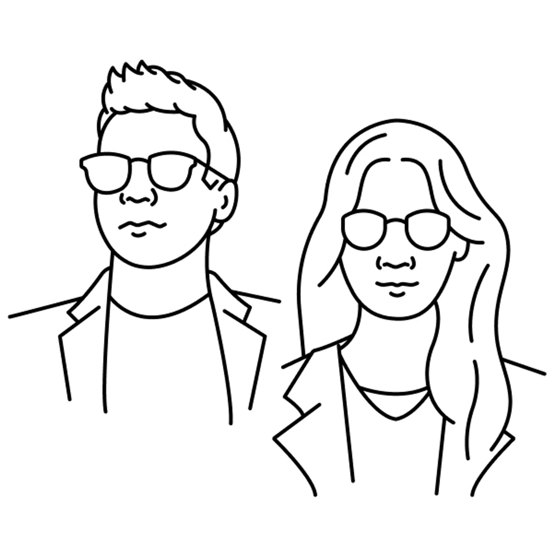 Animated drawing of male and female opticians
