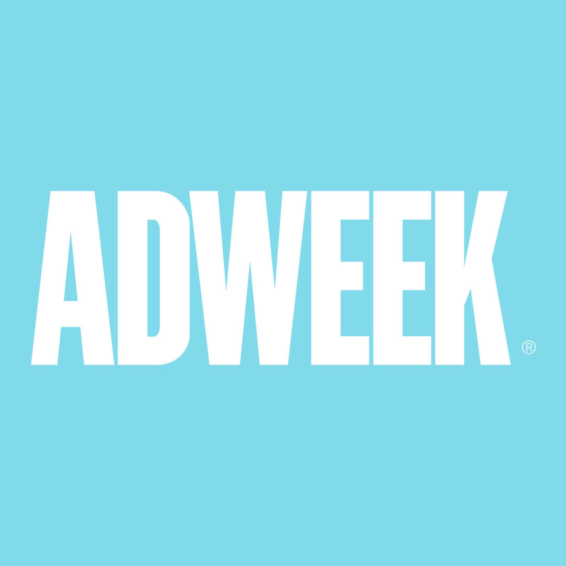 AdWeek logo on blue background