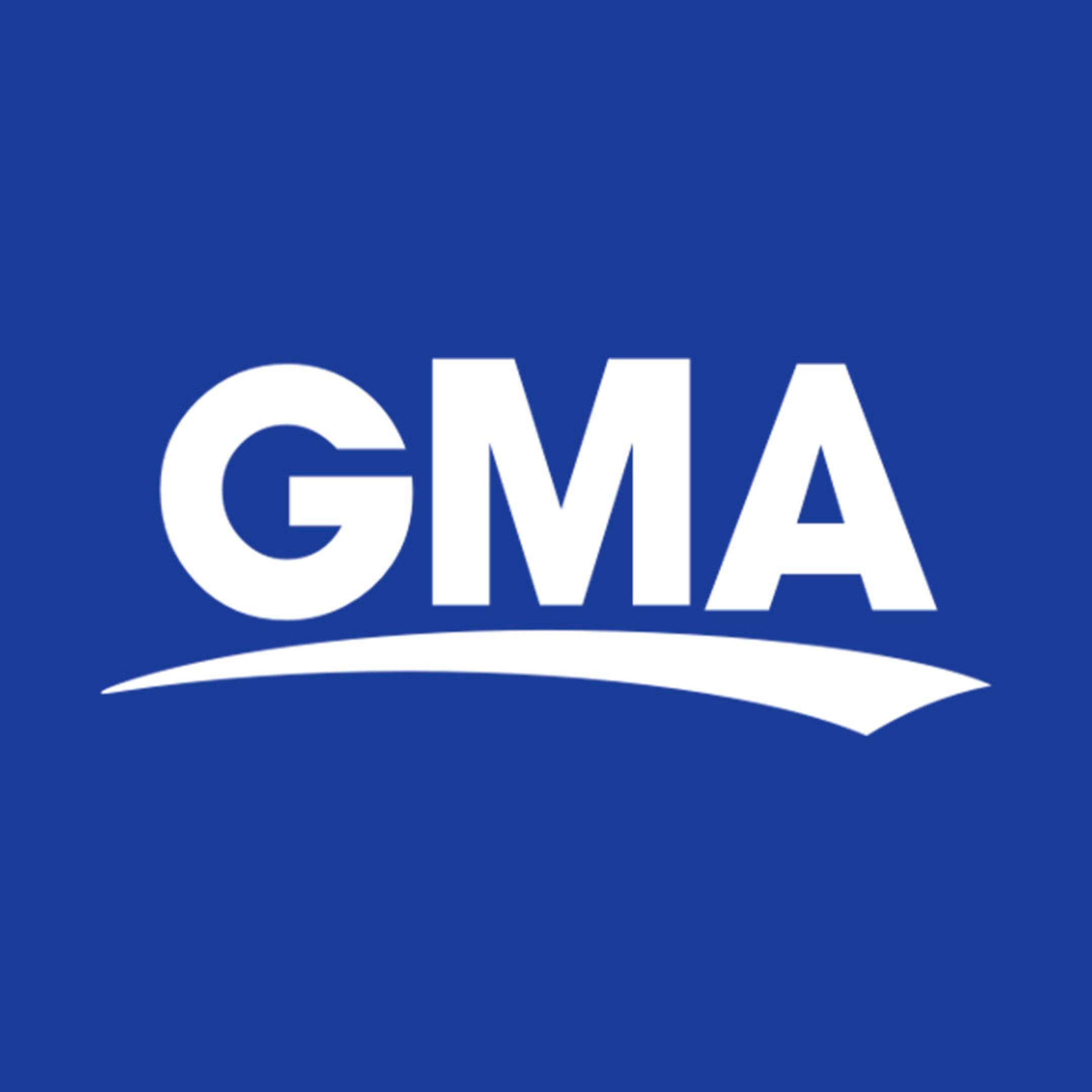 GMA logo on blue background 