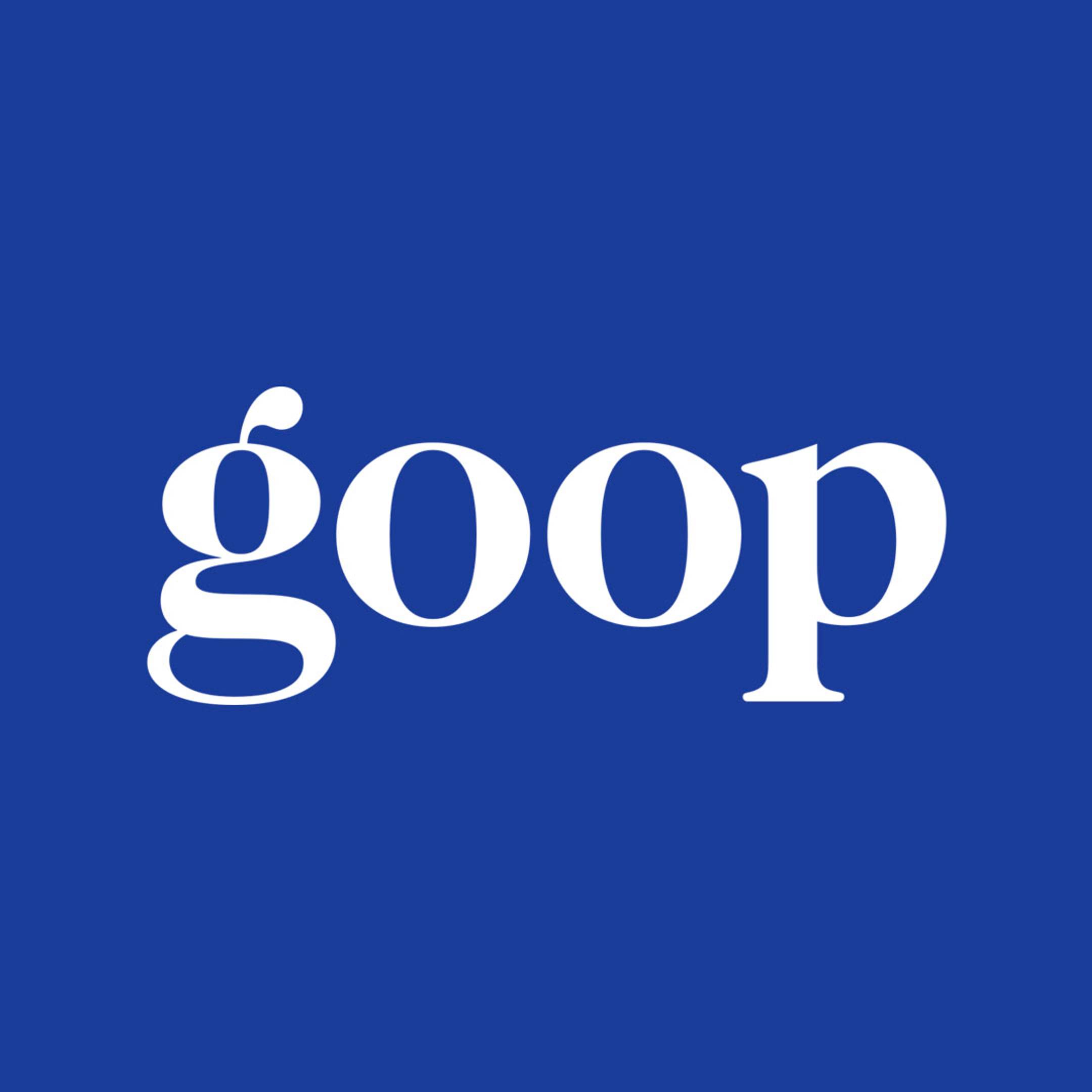 Goop logo on blue background 