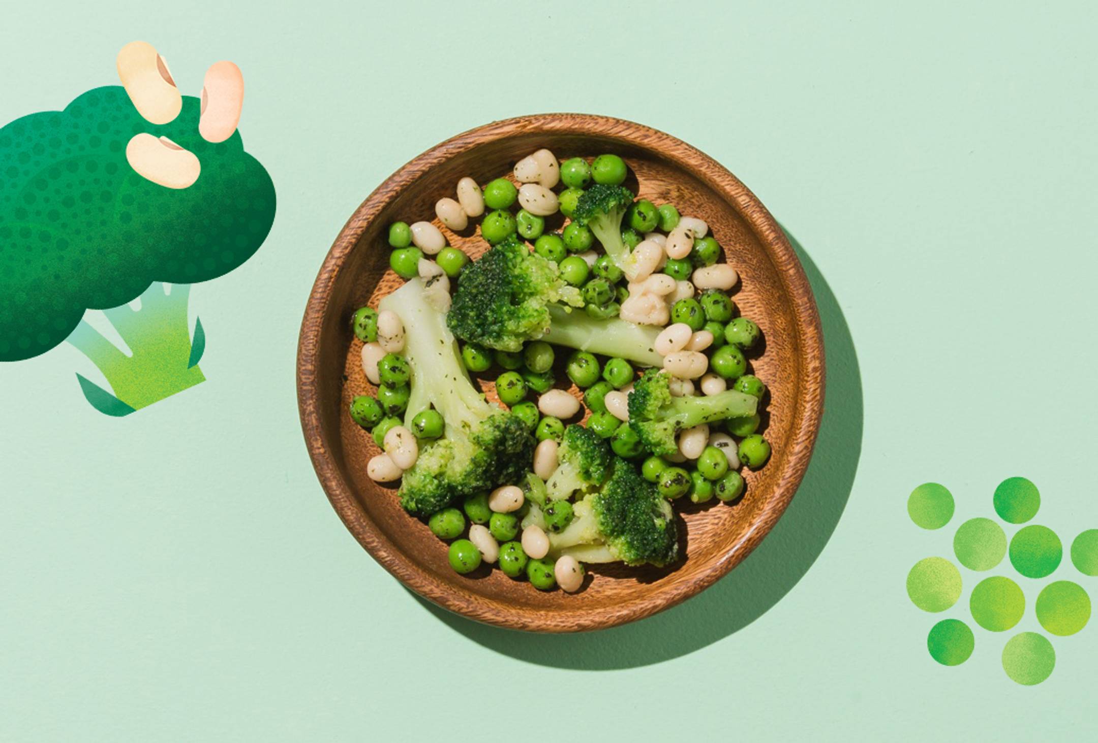 Peas, chickpeas and broccoli 