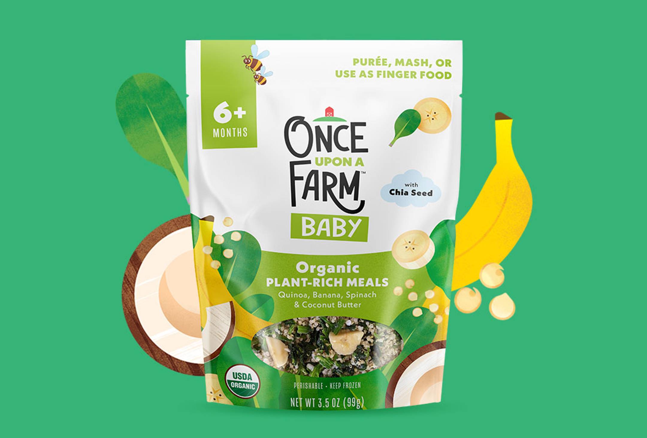 Once Upon a Farm Organic Meal made with Quinoa, Banana, Spinach, and Coconut Butter