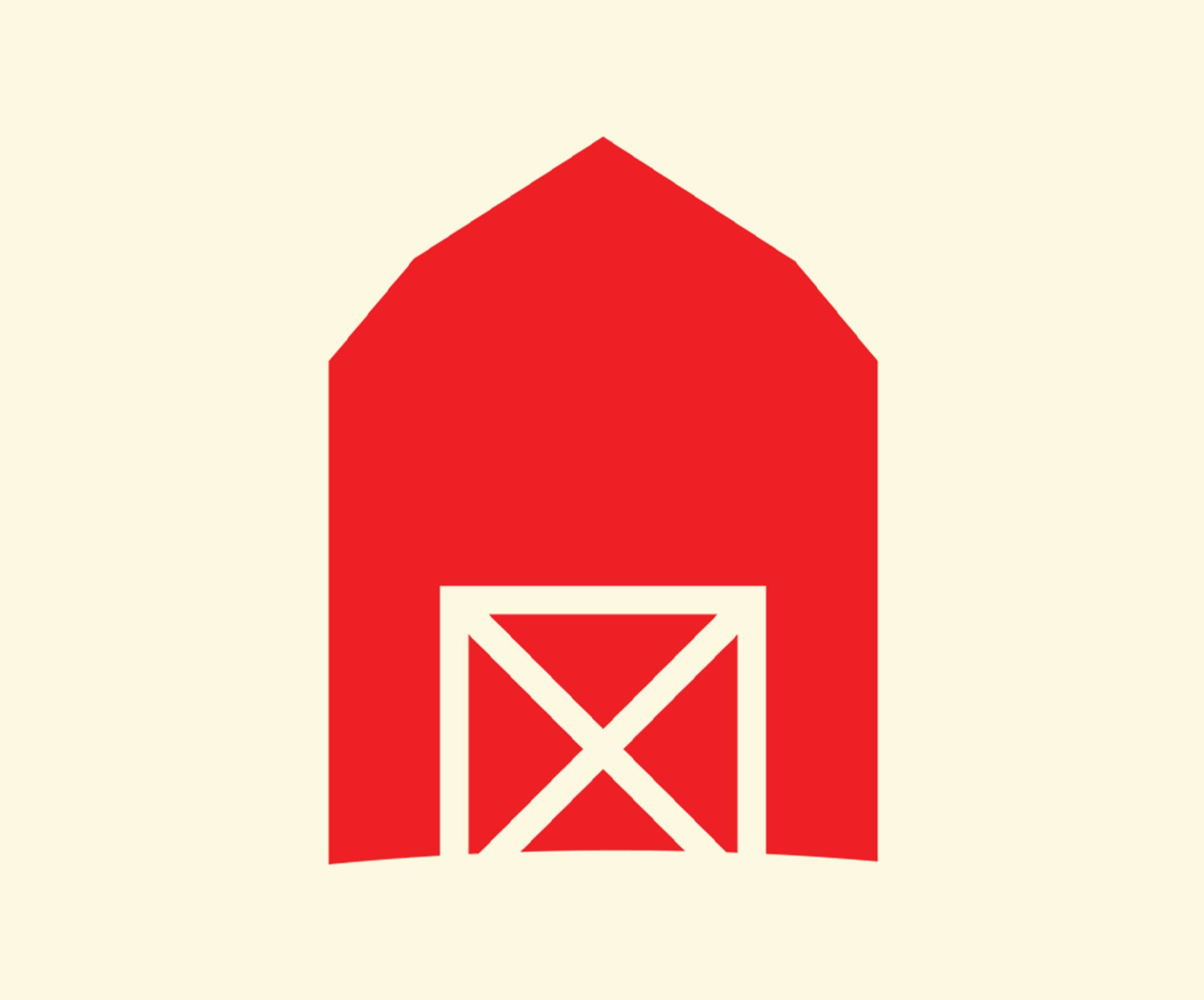 illustration of a red barn on a cream-colored background